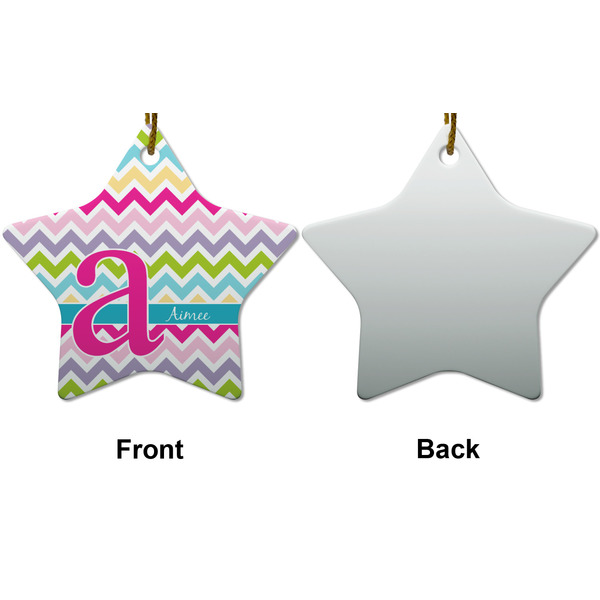 Colorful Chevron Ceramic Flat Ornament - Star Front & Back (APPROVAL)