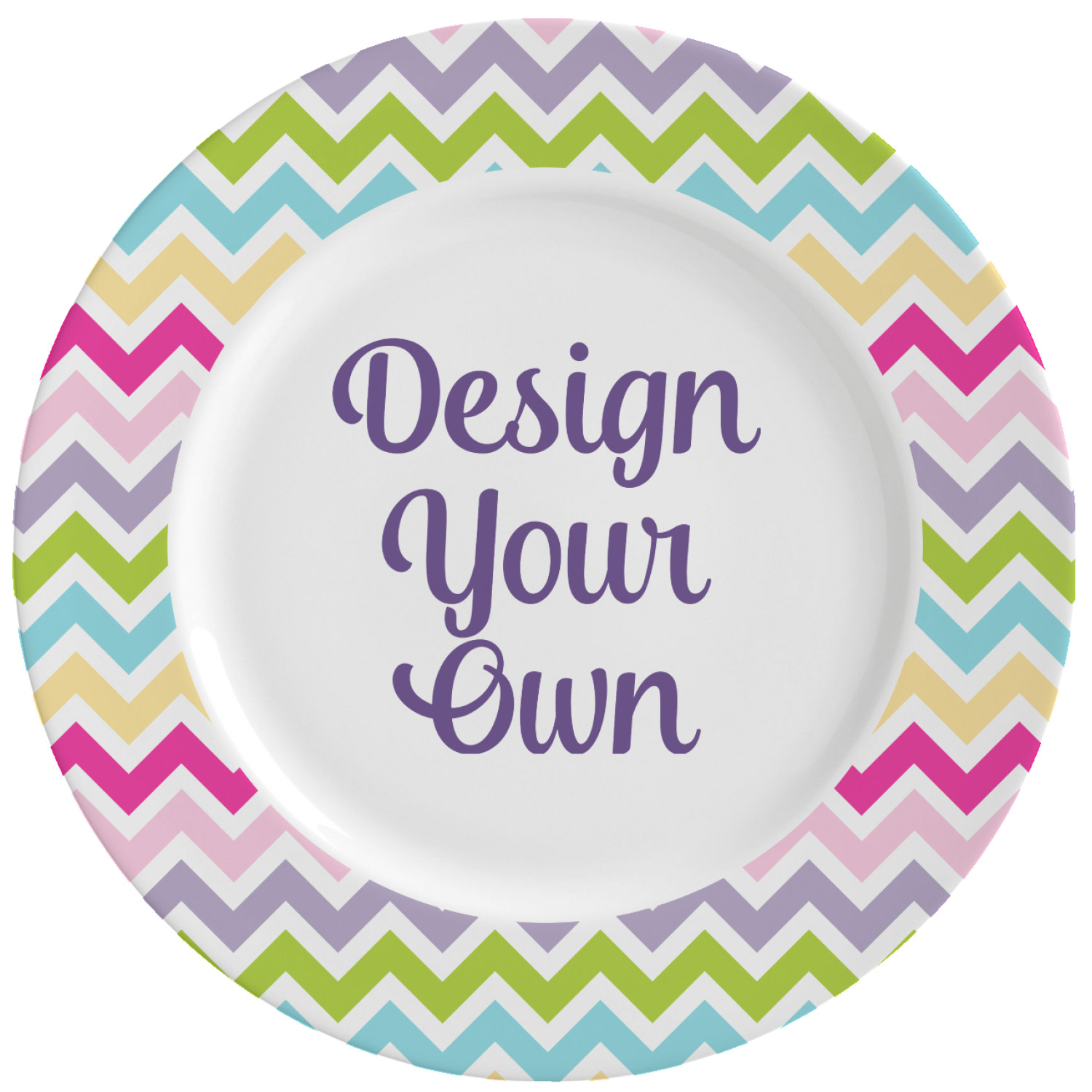 Colorful Chevron Ceramic Dinner Plates (Set of 4) (Personalized