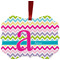 Colorful Chevron Metal Frame Ornament - Double Sided w/ Name and Initial