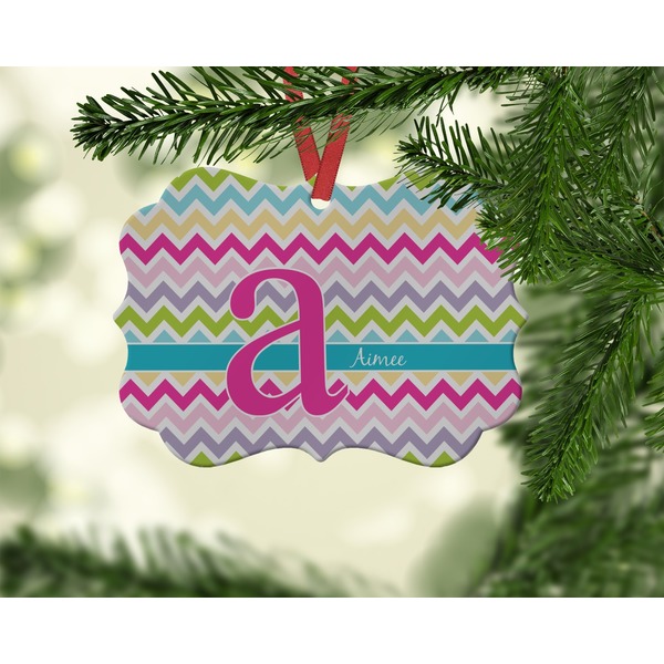 Colorful Chevron Christmas Ornament (On Tree)