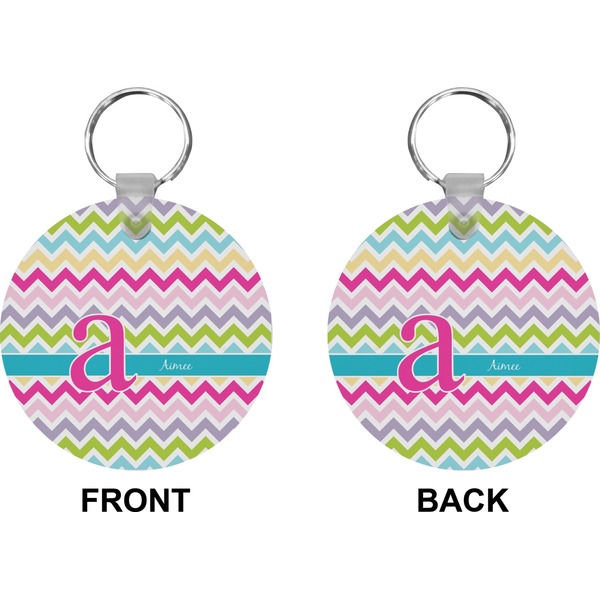 Colorful Chevron Circle Keychain (Front + Back)