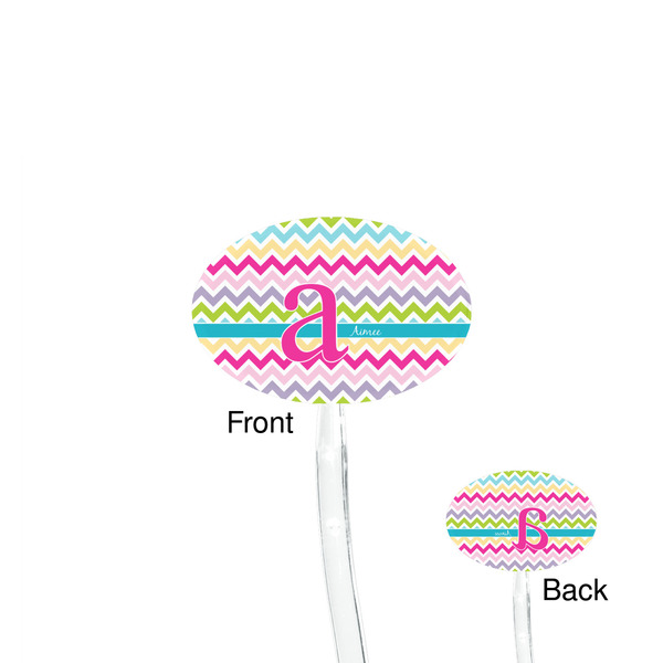 Colorful Chevron Clear Plastic 7" Stir Stick - Oval - Front & Back