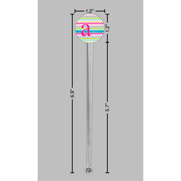 Colorful Chevron Clear Plastic 7" Stir Stick - Round - Dimensions
