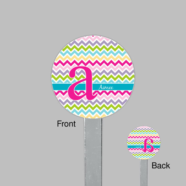 Colorful Chevron Clear Plastic 7" Stir Stick - Round - Front & Back