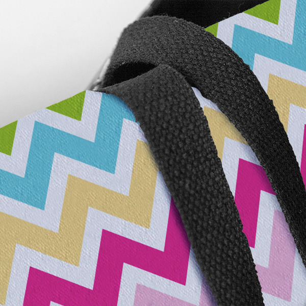 Colorful Chevron Closeup of Tote w/Black Handles