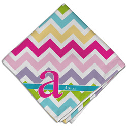 Colorful Chevron Cloth Dinner Napkin - Single w/ Name and Initial