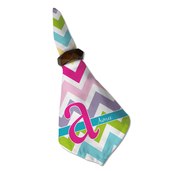 Colorful Chevron Cloth Napkins - Personalized Dinner (Folded in Ring) (MAIN)