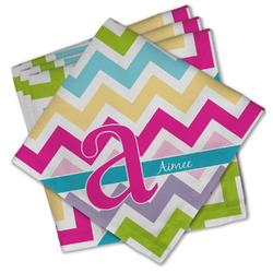 Colorful Chevron Cloth Cocktail Napkins - Set of 4 w/ Name and Initial
