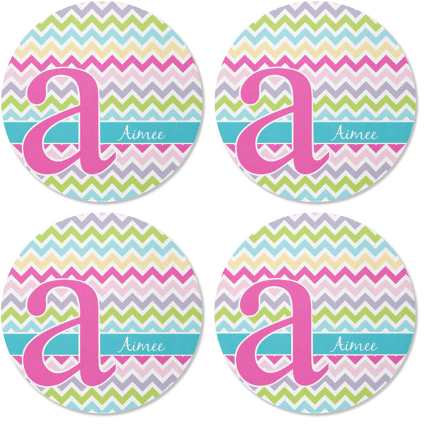 Colorful Chevron Coaster Round Rubber Back - Apvl