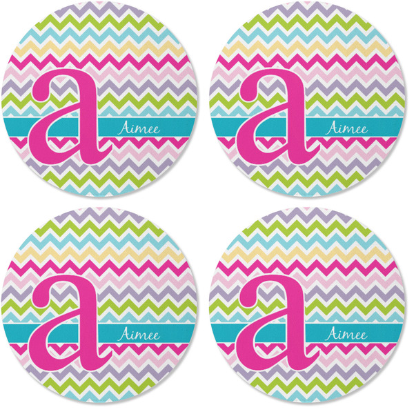 Colorful Chevron Coaster Round Rubber Back - Apvl