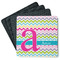 Colorful Chevron Square Rubber Backed Coasters - Set of 4 (Personalized)