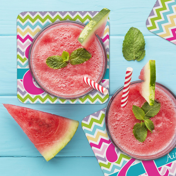 Colorful Chevron Coaster Set - LIFESTYLE