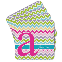 Colorful Chevron Cork Coaster - Set of 4 w/ Name and Initial