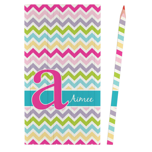 Colorful Chevron Colored Pencils - Front View