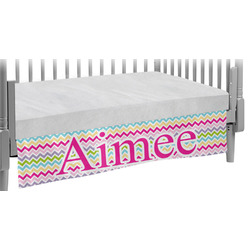 Colorful Chevron Crib Skirt w/ Name and Initial