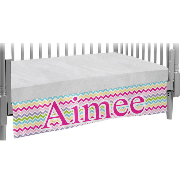 Custom Colorful Chevron Crib Skirt w/ Name and Initial