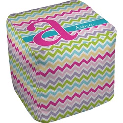 Colorful Chevron Cube Pouf Ottoman - 18" (Personalized)