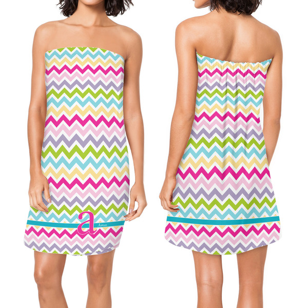 Colorful Chevron Custom Bath Wrap - Front & Back View