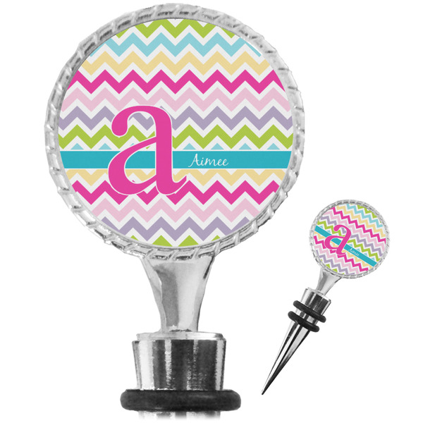 Custom Colorful Chevron Wine Bottle Stopper (Personalized)