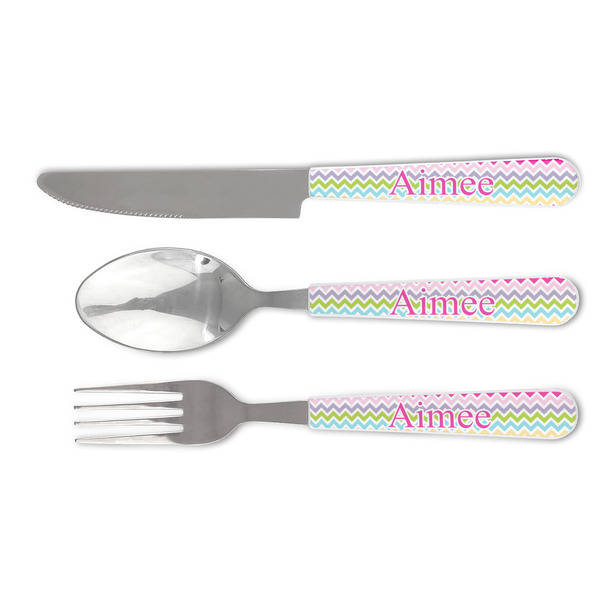 Custom Colorful Chevron Cutlery Set (Personalized)