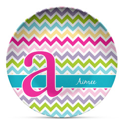 Colorful Chevron Microwave Safe Plastic Plate - Composite Polymer (Personalized)