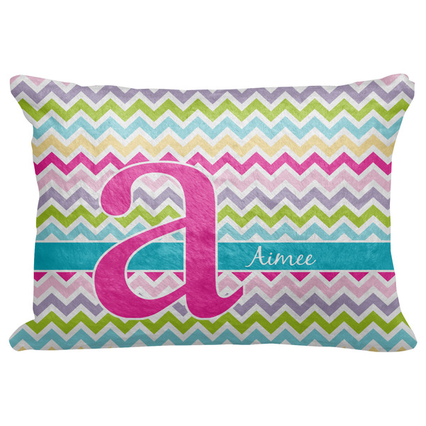Custom Colorful Chevron Decorative Baby Pillowcase - 16"x12" w/ Name and Initial