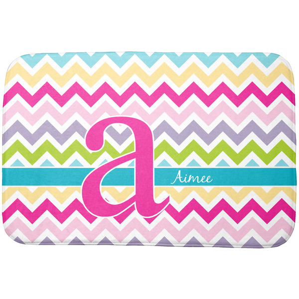 Custom Colorful Chevron Dish Drying Mat w/ Name and Initial