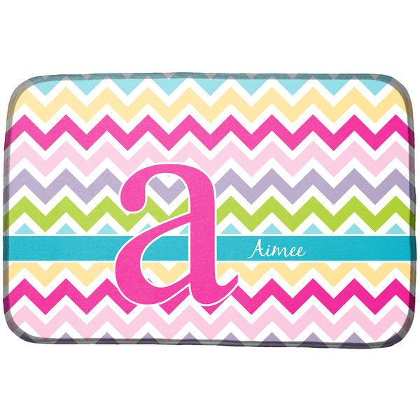 Custom Colorful Chevron Dish Drying Mat w/ Name and Initial