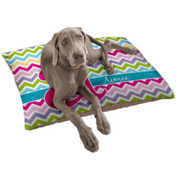 Colorful Chevron Dog Bed - Large w/ Name and Initial
