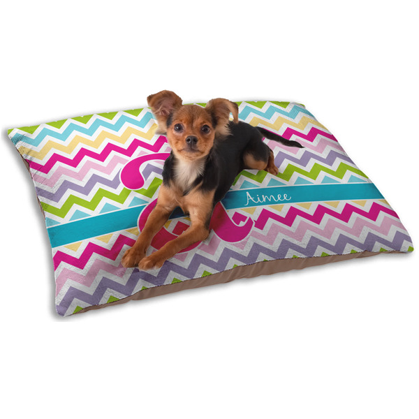 Custom Colorful Chevron Dog Bed - Small w/ Name and Initial