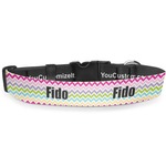 Colorful Chevron Deluxe Dog Collar - Extra Large (16" to 27") (Personalized)