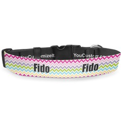 Colorful Chevron Deluxe Dog Collar - Small (8.5" to 12.5") (Personalized)