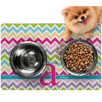 Colorful Chevron Dog Food Mat - Small w/ Name and Initial