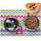 Colorful Chevron Dog Food Mat - Small w/ Name and Initial