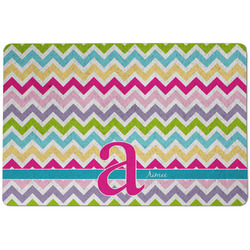 Colorful Chevron Dog Food Mat w/ Name and Initial