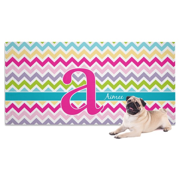 Custom Colorful Chevron Dog Towel (Personalized)