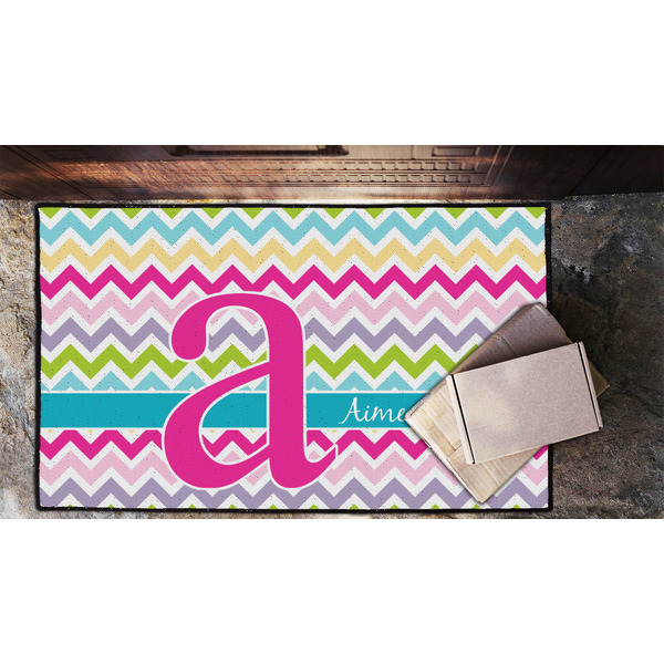 Colorful Chevron Door Mat - LIFESTYLE (Lrg)