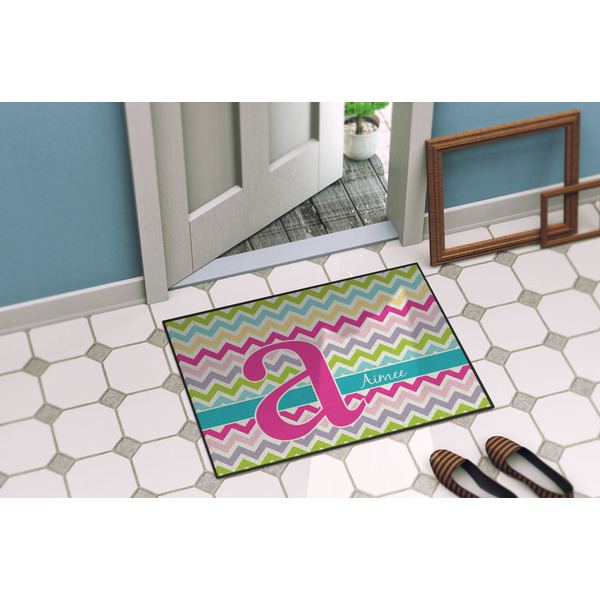 Colorful Chevron Door Mat Lifestyle
