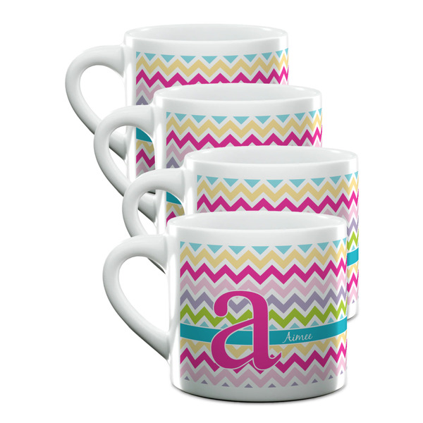 Custom Colorful Chevron Double Shot Espresso Cups - Set of 4 (Personalized)