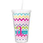 Colorful Chevron Double Wall Tumbler with Straw (Personalized)