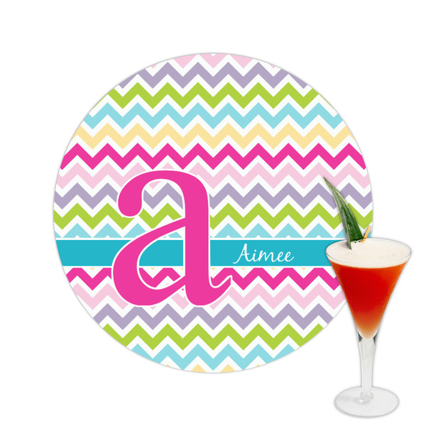 Custom Colorful Chevron Printed Drink Topper -  2.5" (Personalized)