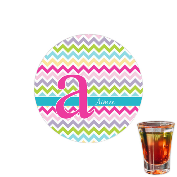 Custom Colorful Chevron Printed Drink Topper - 1.5" (Personalized)