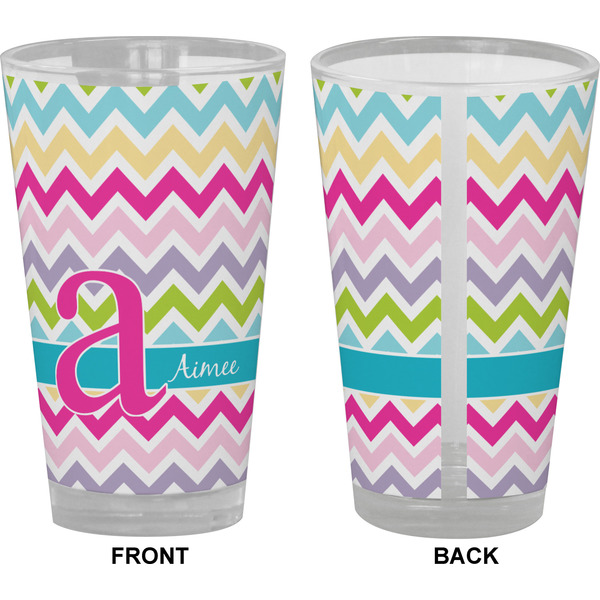Colorful Chevron Pint Glass - Full Color - Front & Back Views