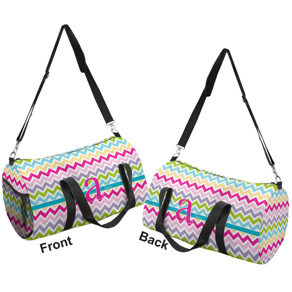 Colorful Chevron Duffle bag large front and back sides