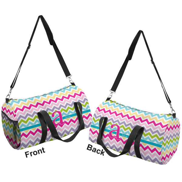 Colorful Chevron Duffle bag small front and back sides