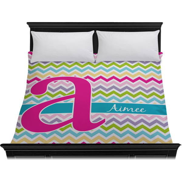 Colorful Chevron Duvet Cover - King - On Bed - No Prop
