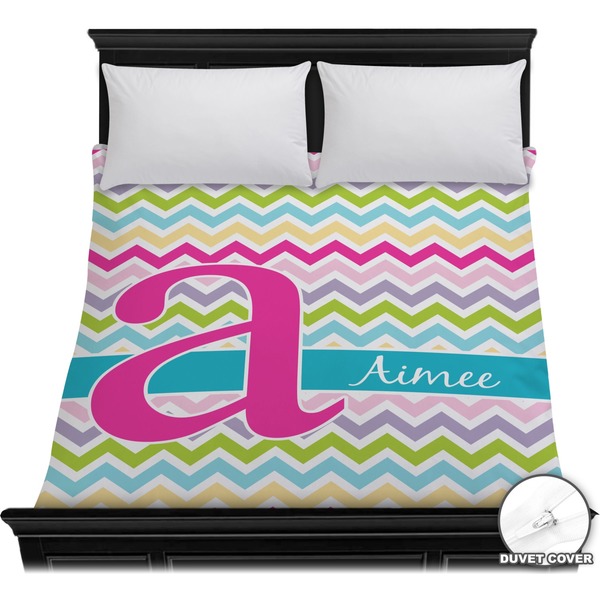 Custom Colorful Chevron Duvet Cover - Full / Queen (Personalized)