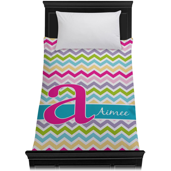 Colorful Chevron Duvet Cover - Twin - On Bed - No Prop