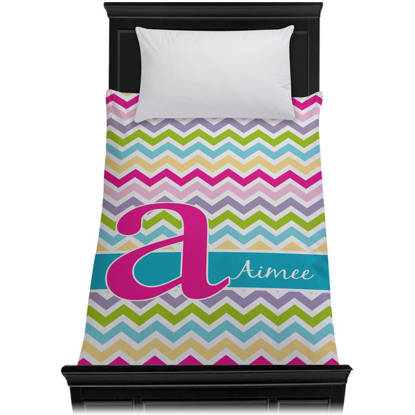 Colorful Chevron Duvet Cover - Twin XL - On Bed - No Prop
