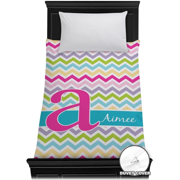 Custom Colorful Chevron Duvet Cover - Twin (Personalized)